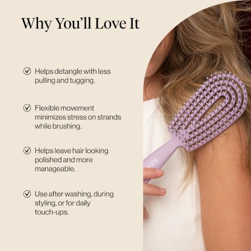 Image 5 of Kitsch Flexi Flow Duo Detangler Brush, Hair Brushes For Women- Soft Violet