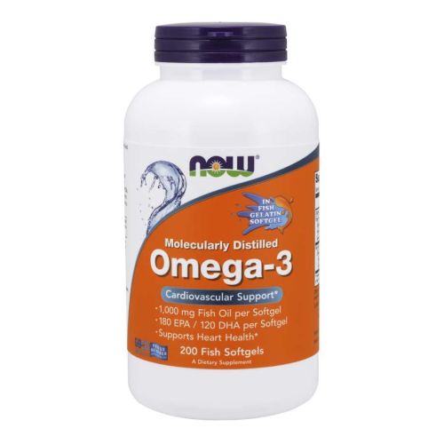 Now Foods Omega-3 Molecularly Distilled Fish Softgels 1000 mg 200 Softgels