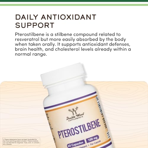 Image 7 of Double Wood Supplements Pterostilbene 100mg, Potent Antioxidant, Superior to Resveratrol, 60 Caps