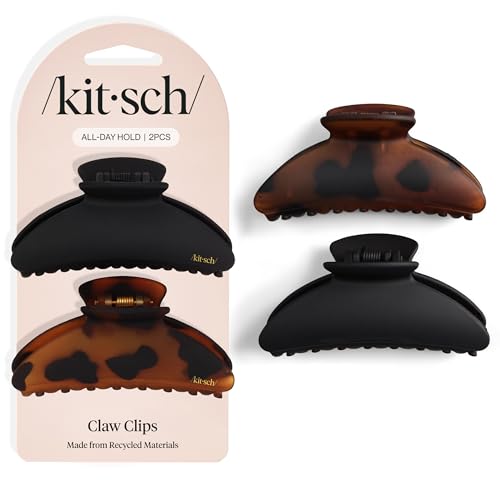 Image 1 of Default Title for the product Kitsch Medium Hair Clips for Women - Black and Tort, 2pcs