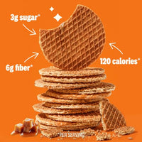 Thumbnail for Image 4 of Rip Van Wafels Dutch Caramel & Vanilla Stroopwafels, Healthy Snacks, Non-GMO, Low Calorie, Low Sugar (3g), Office Snacks, Keto Friendly, 12 Count