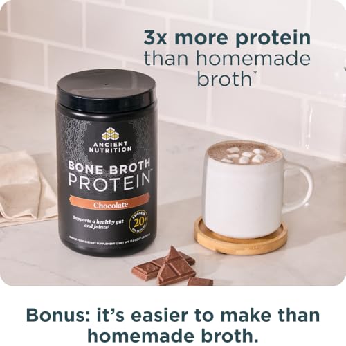 Image 3 of Ancient Nutrition Grass Fed Bone Broth Protein Powder, Chocolate