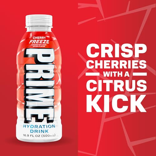 Image 3 of PRIME Hydration CHERRY FREEZE, Sports Drinks with Coconut Water, Electrolyte Enhanced to Replenish Fluids, Zero Added Sugar, B Vitamins, Antioxidants, Made with Natural Flavors, 16.9 Fl Oz 12 Pack