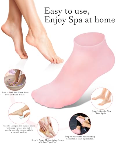 Image 5 of Golbylicc Silicone Moisturizing Socks for Women Dry Cracked Feet (1 Pair)