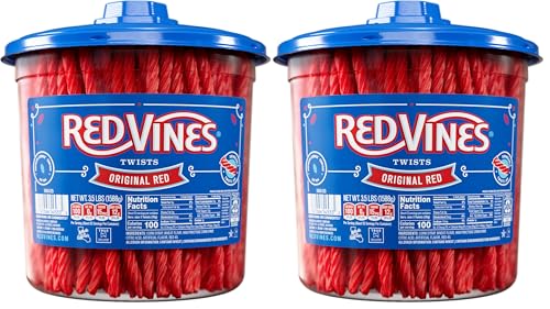 Image 1 of Default Title for the product Red Vines Licorice Candy Original Red Flavor Soft Chewy Candy Twists 3.5 Lb Jar 2 Pack
