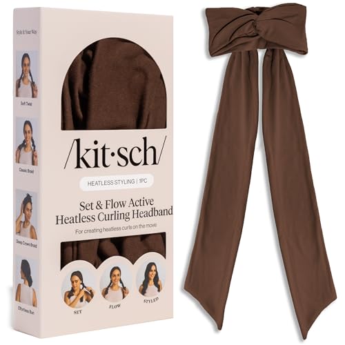 Image 1 of Chocolate Brown for the product Kitsch Set & Flow Active Heatless Curling Headband For Women