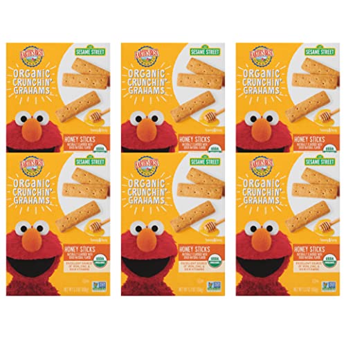 Image 1 of Default Title for the product Earth's Best Organic Kids Snacks, Sesame Street Toddler Snacks, Organic Crunchin' Grahams for Toddlers 2 Years and Older, Honey Sticks with other Natural Flavors, 5.3 oz Box (Pack of 6)