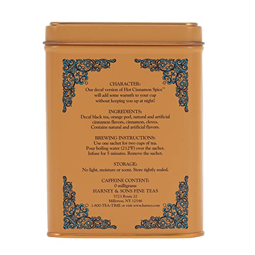 Image 5 of Harney & Sons Decaf Hot Cinnamon Tea, Tea Sachets | 20 Sachets | 1.4 oz | Pack of 2