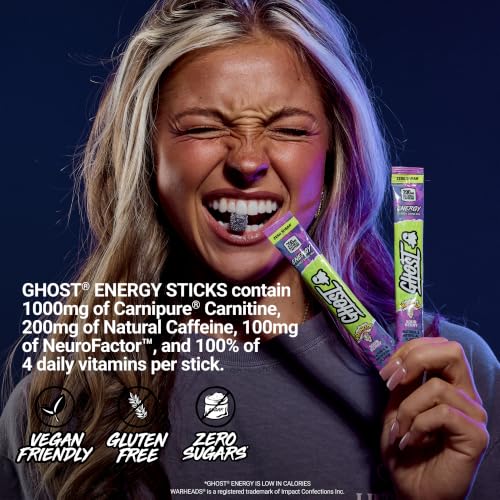 Image 5 of GHOST Sugar-Free Energy Drink Packets, Warheads Sour Berry, 24 To Go Sticks