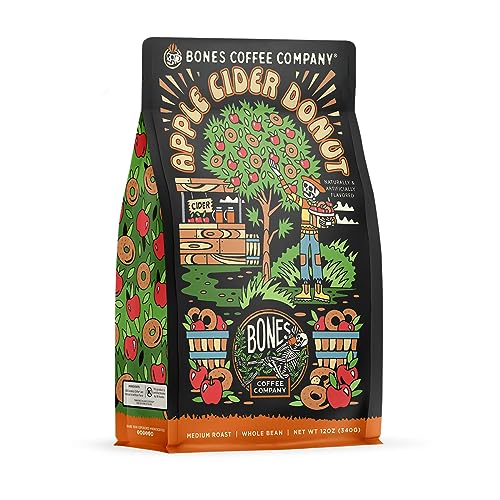 Image 1 of Default Title for the product Bones Coffee Company Apple Cider Donut Flavored Coffee, Medium Roast Low Acid Arabica Beans, 12 Oz Ground