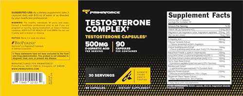 Image 5 of Primaforce Testosterone Complex 90 Capsules, 30 Servings