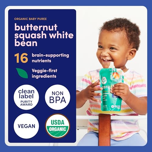 Image 3 of Cerebelly Organic Baby Food Pouches, Butternut Squash White Bean Purees, 16 Nutrients, No Added Sugar, Fiber & Non-GMO, 4oz, 6 Pack