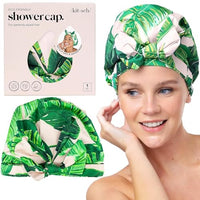 Thumbnail for Image 4 of Palm Leaves / Regular for the product Kitsch Luxury Satin-Lined Flexi Shower Cap for Women
