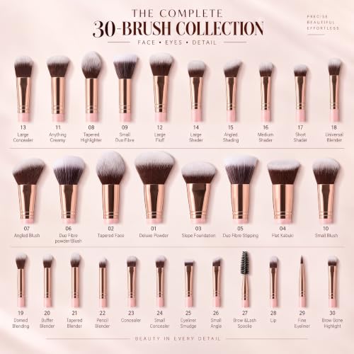 Image 6 of Bueart Design 30Pcs PRO Makeup Brushes Set Ultra Soft Dense Hair (Pink)