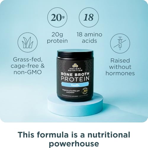 Image 2 of Ancient Nutrition Grass Fed Bone Broth Protein Powder, Vanilla