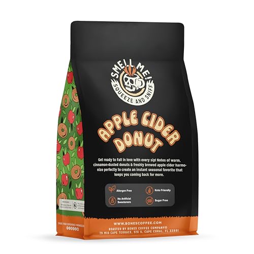 Image 2 of Bones Coffee Company Apple Cider Donut Flavored Coffee, Medium Roast Low Acid Arabica Beans, 12 Oz Ground