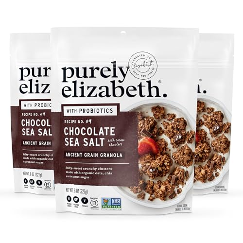 Image 1 of Default Title for the product Purely Elizabeth Chocolate Sea Salt Ancient Grain Granola with Probiotics Gluten-Free 8 Ounce Pack of 3