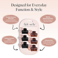 Thumbnail for Image 4 of Kitsch Small Hair Clips for Women - Black & Tortoise, 6 Pcs