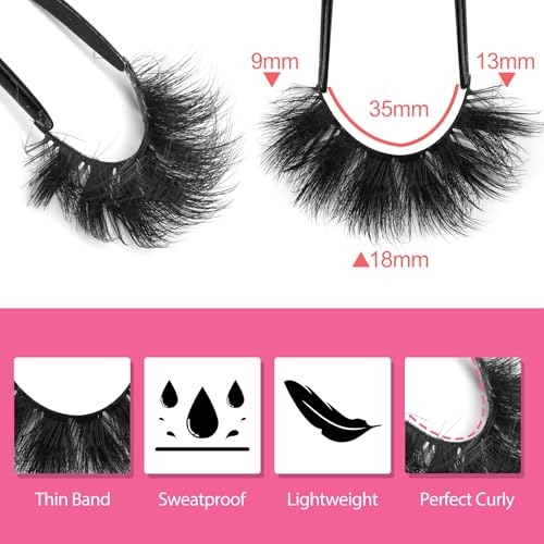 Image 4 of Winifred Eyelashes Mink Lashes Dramatic Full Volume False Eyelashes 6D Faux Mink Eye Lash 18mm Long Lashes Pack 8 Pairs