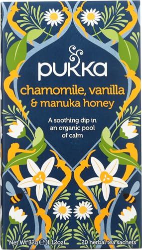 Image 2 of 20 Count (Pack of 1) for the product Pukka Calming Chamomile Vanilla & Manuka Honey Herbal Tea Bags