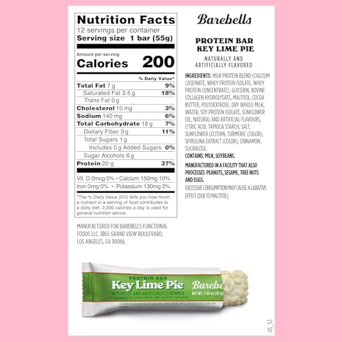 Image 2 of BAREBELLS Barebells Protein Bars Key Lime – 12 Count (Pack of 2), 20g High Protein Treats