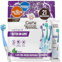 Thumbnail for Image 1 of 21 Count (Pack of 1) for the product GuruNanda Disposable Travel Toothbrush 2.0