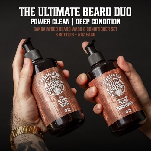 Image 2 of Viking Revolution Beard Wash & Conditioner Set - Sandalwood - 17 oz