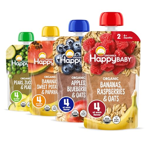 Image 1 of Default Title for the product Happy Baby Clearly Crafted Stage 2 Fruit & Veggie Variety Pack 4oz (16)