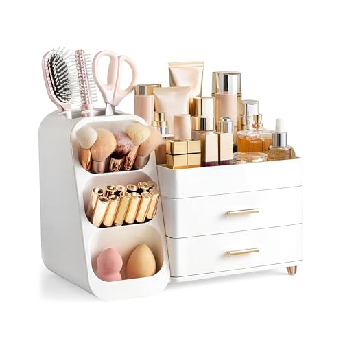 Image 1 of All White / Large for the product HBlife Makeup Organizer with Brush Holder
