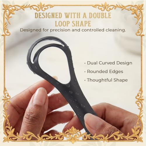 Image 2 of MasterMedi Black Tongue Scraper with Cases (Spoon Shape, 2 Pack)