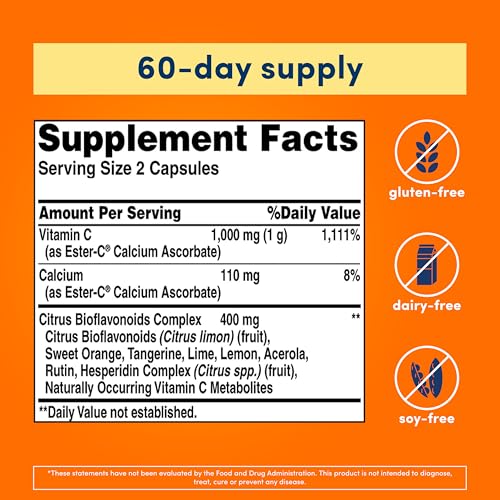Image 2 of American Health Ester-C w/Citrus Bioflavonoids Capsules, 500mg, 120ct
