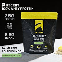 Thumbnail for Image 2 of Ascent 100% Whey Protein Powder, Mint Chocolate Chip, 1.7 lb