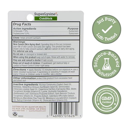 Image 2 of Quantum Health SuperLysine+ Lip Sunscreen SPF 21 Clear Balm, 0.17 oz