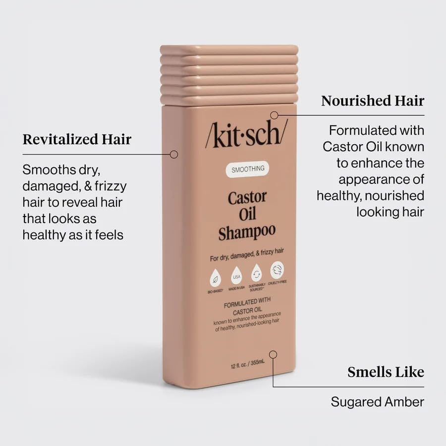 Image 3 of Kitsch Smoothing Castor Oil Shampoo for Women & Men – Made in USA – 12.3 oz