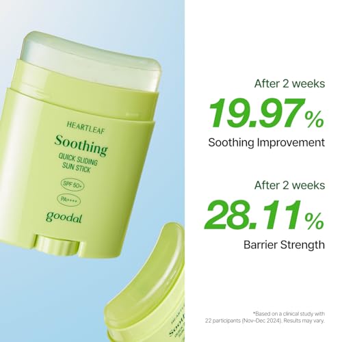 Image 5 of GOODAL Heartleaf Soothing Quick Sliding Sunscreen Stick, Broad Spectrum SPF 50, Lightweight Korean Sun Stick for Face & Body, Non-Sticky for Reapplication Over Makeup, Reef-Friendly, Vegan, 0.77 Oz