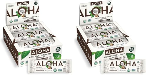 Image 1 of Default Title for the product ALOHA Organic Plant Based Protein Bars Coconut Chocolate Almond 1.98-Ounce Bars 12 Count Pack of 2