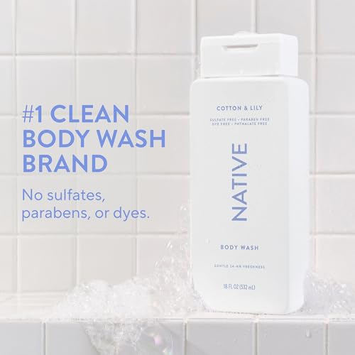 Image 2 of Native Clean Body Wash for Women & Men, Cotton & Lily Scent, 18 fl oz