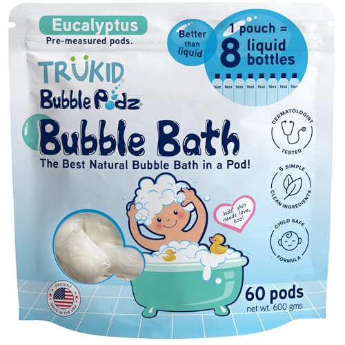 Image 23 of Eucalyptus / 60 Count (Pack of 1) for the product TruKid Bubble Podz Bubble Bath for Kids, Toddlers, & Babies