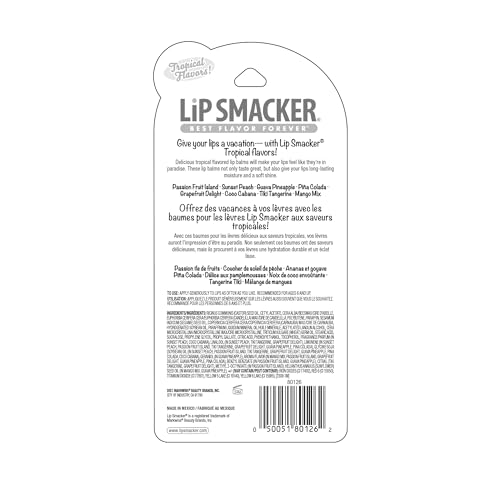 Image 3 of Lip Smacker Flavored Lip Balm Tropic Fever 8 Count (Pack of 1), Passion Fruit, Peach, Breezey-Teazey, Pina Colada, Grapefruit, Coca Cabana, Tangerine, Mango, Clear