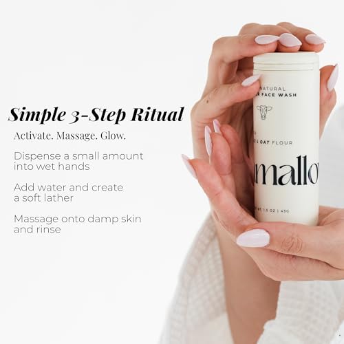 Image 6 of Amallow Enzyme Powder Face Wash - Gentle Exfoliating Powder-to-Foam Cleanser with Rice Powder, Papaya Enzymes & Oat Flour - Facial Cleanser for Sensitive Skin