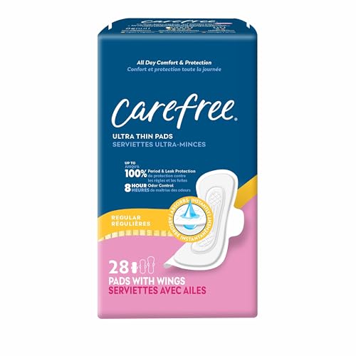 Image 2 of 28 Count (Pack of 1) / With Wings for the product Carefree Ultra Thin Ultra Pads Wings, Leaks and Periods, 112 ct