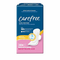 Thumbnail for Image 2 of 28 Count (Pack of 1) / With Wings for the product Carefree Ultra Thin Ultra Pads Wings, Leaks and Periods, 112 ct