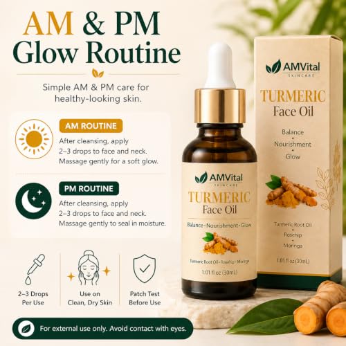 Image 6 of AMVital Turmeric Face Oil with Jojoba Rosehip and Moringa, 1 fl oz
