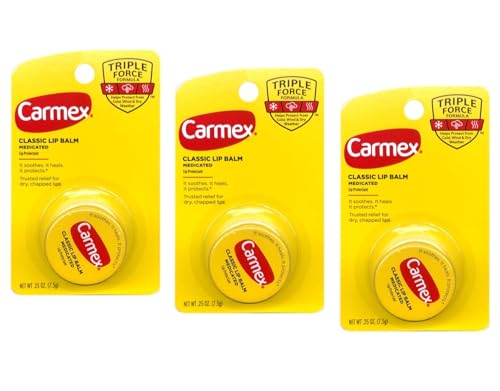 Image 1 of Default Title for the product Carmex Classic Lip Balm Medicated, 0.25 oz Pack of 3