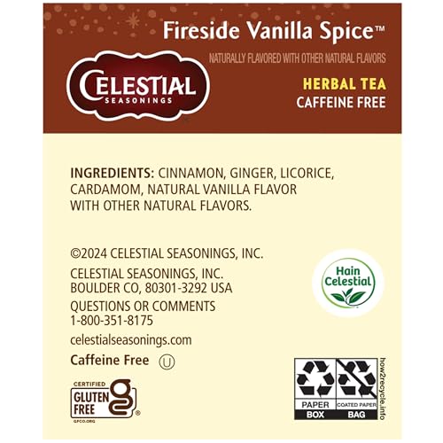 Image 2 of Celestial Seasonings Herbal Tea Fireside Vanilla Spice 20 Tea Bags Pack of 6
