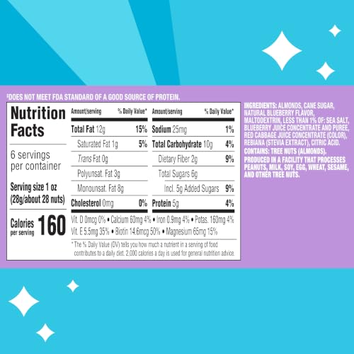 Image 2 of Blue Diamond Almonds Sweet Blueberry Flavored Snack Nuts, 6 oz, Pack of 1