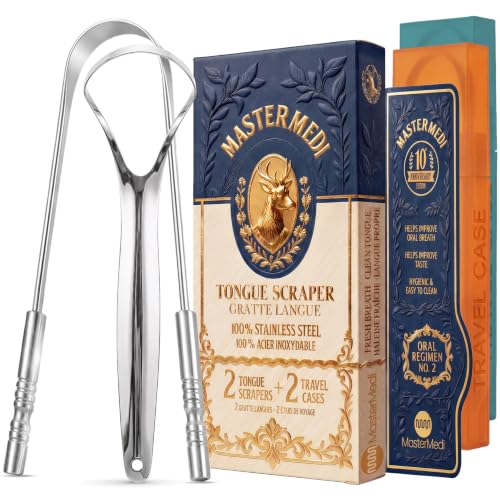 Image 1 of Default Title for the product MasterMedi Tongue Scraper with Multicolor Cases (2 Pack)