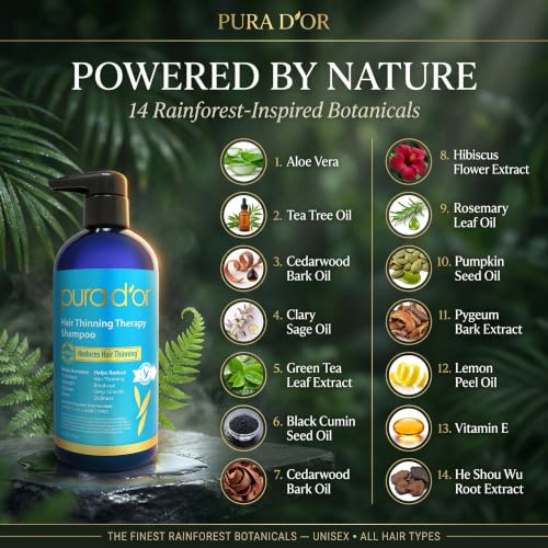Image 3 of PURA D'OR Hair Thinning Therapy Biotin Shampoo ORIGINAL Herbal Scent, 16oz