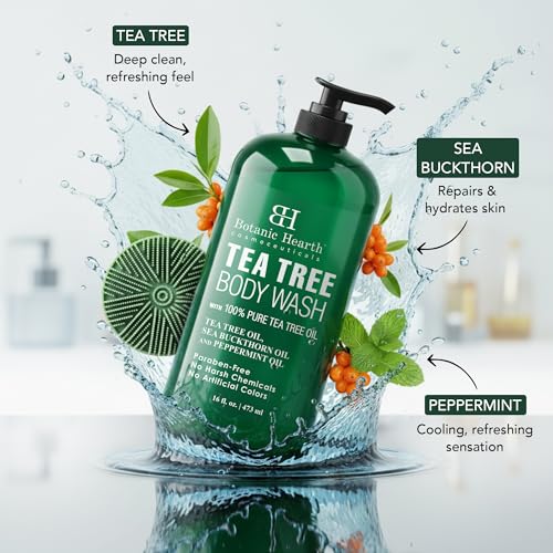 Image 3 of Botanic Hearth Tea Tree Body Wash with Silicone Body Brush - 16 fl oz