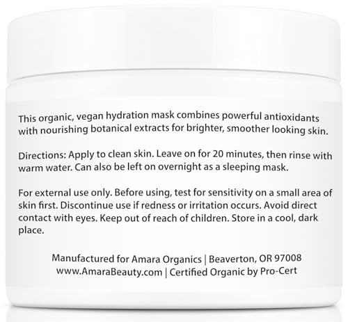 Image 2 of Vitamin C + Resveratrol Facial Hydration Mask - USDA Certified Organic Hydrating Moisturizer Face Cream- 1.7 oz